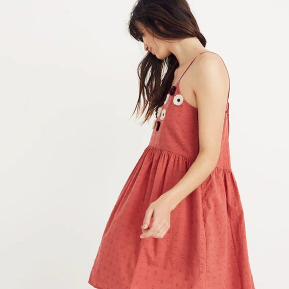 Madewell Embroidered Sunflower Cami Babydoll Dress Bohemian Granola Girl Sz S - Picture 2 of 9